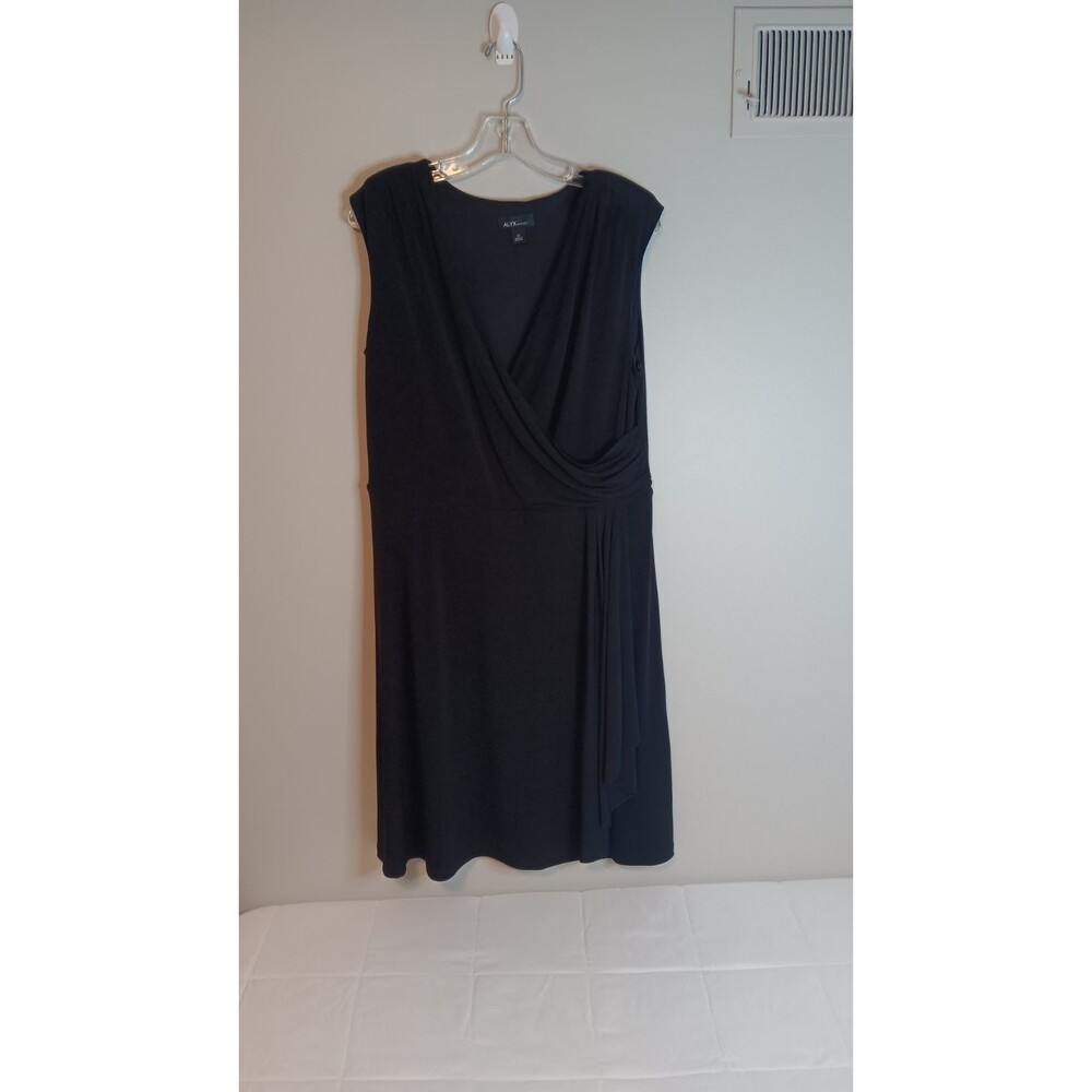 Alyx Cascade Ruffle Dress Black Faux Wrap Sz XL Classic Special Occasion